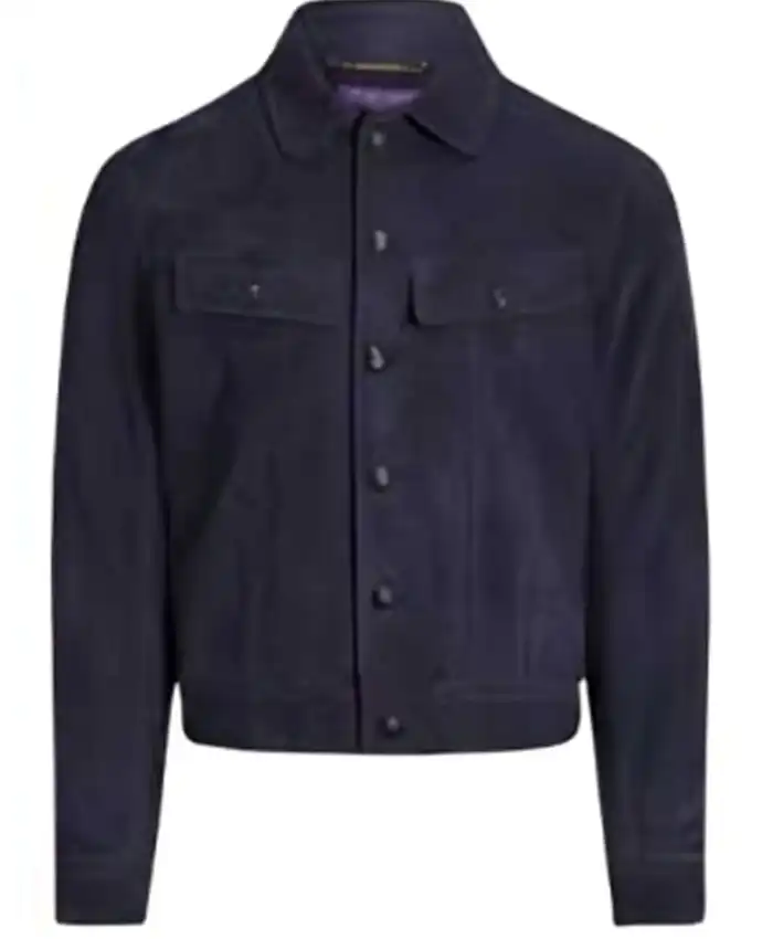 Buy Now Live With Kelly And Mark Consuelos Navy Blue Suede Jacket For Sale