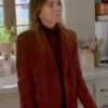 Buy Now Liz TV Series Shrinking Season 02 Christa Miller Suede Burgundy Blazer For Unisex