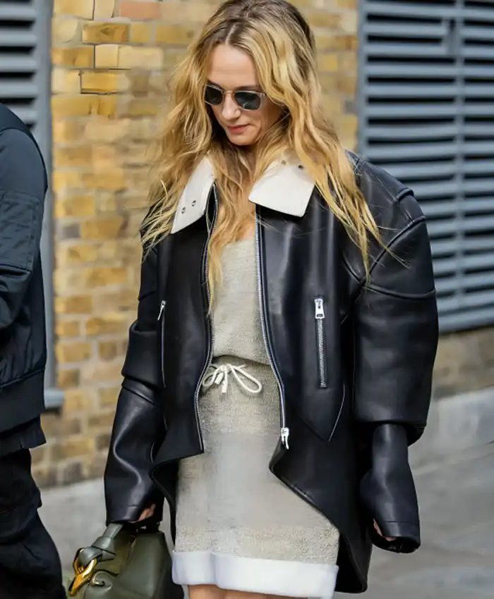 Buy Now London Fashion Week Kerry Condon Black Leather Jacket For Sale