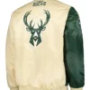 Buy Now Milwaukee Bucks Fast Break Green And Cream Varsity Jacket For Unisex