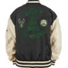 Buy Now Milwaukee Bucks New Era Black And Beige Bomber Jacket For Unisex
