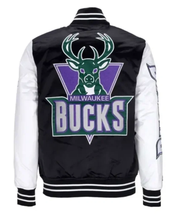 Buy Now Milwaukee Bucks Team Origins Black And White Varsity Jacket For Men And Women