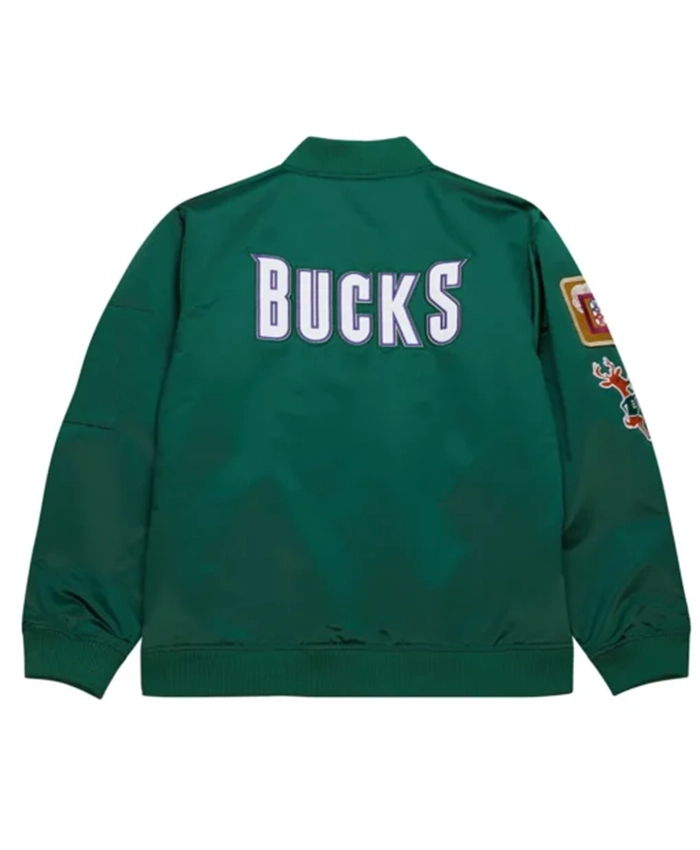 Buy Now Milwaukee Bucks Vintage Logo Green Lightweight Bomber Jacket For Unisex