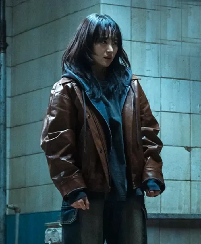 The Defects 2025 Won Jin-ah Brown Leather Jacket - Image 2