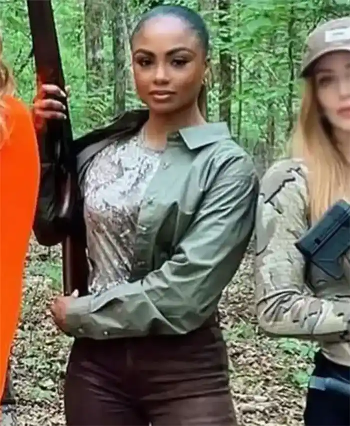 Buy Now Monae TV Series The Hunting Wives Season 01 Joyce Glenn Green Cropped Jacket For Unisex