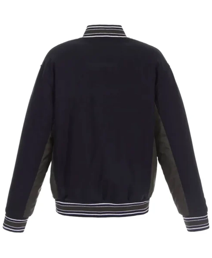 Buy Now Montreal Canadiens Accent Navy Blue And Charcoal Varsity Jacket For Men And Women