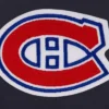 Buy Now Montreal Canadiens Front Hit Poly Twill Navy Blue Varsity Jacket For Unisex