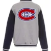 Buy Now Montreal Canadiens Grey And Black Varsity Jacket For Men And Women