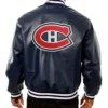 Buy Now Montreal Canadiens Navy Blue Leather Varsity Jacket For Men And Women