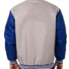 Buy Now Montreal Canadiens Poly Twill Grey And Royal Blue Varsity Jacket For Unisex