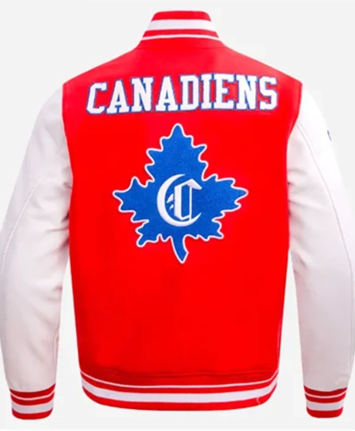 Buy Now Montreal Canadiens Retro Classic Rib Red And White Varsity Jacket For Unisex