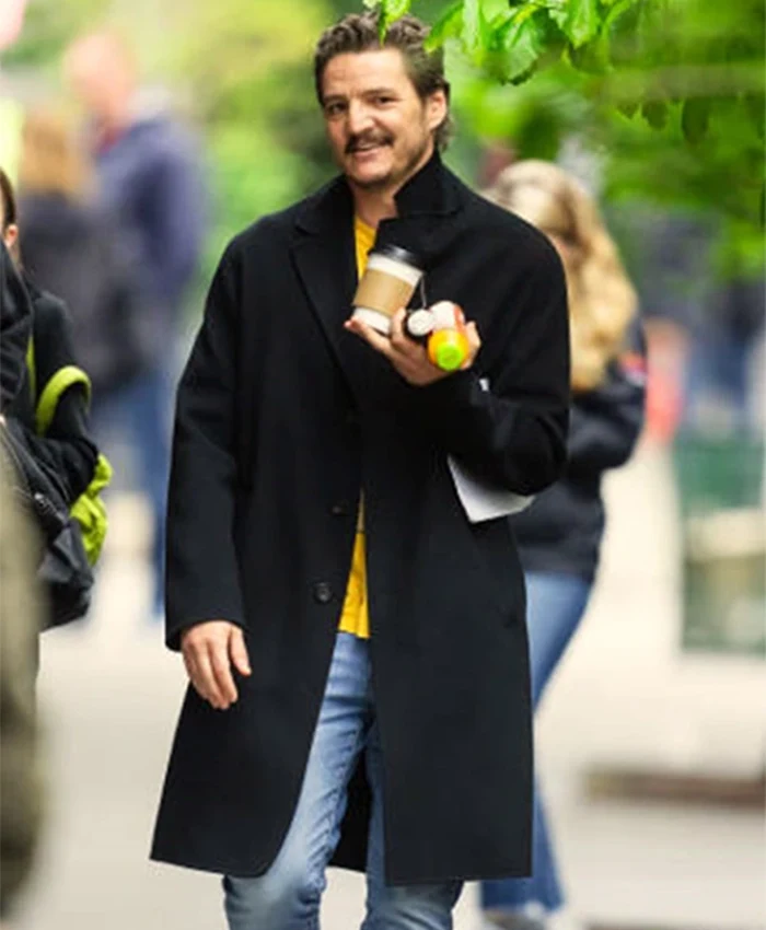 Buy Now Movie Materialists 2025 Pedro Pascal Black Wool Coat For Men And Women