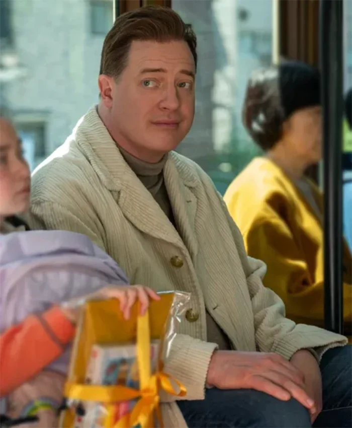 Buy Now Movie Rental Family 2025 Brendan Fraser Cream Corduroy Coat For Unisex