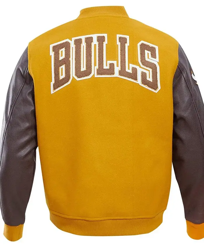 Buy Now NBA Chicago Bulls Classic Black And Yellow Varsity Jacket For Men And Women