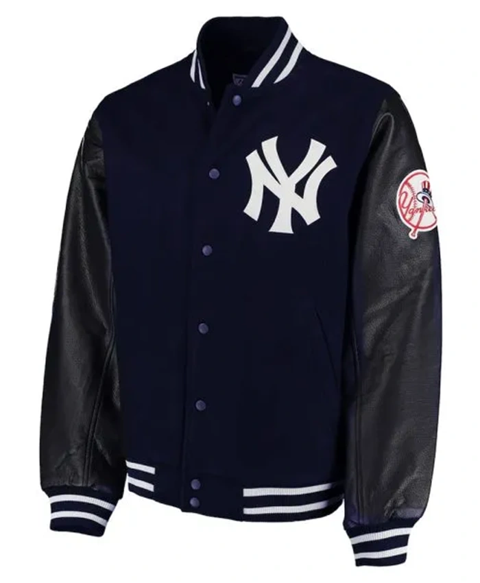 Buy Now NY Yankees Aaron Boone Navy Blue And Black Varsity Jacket For Men And Women