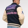 Buy Now New York Giants Navy Blue And OFF White Varsity Jacket For Unisex
