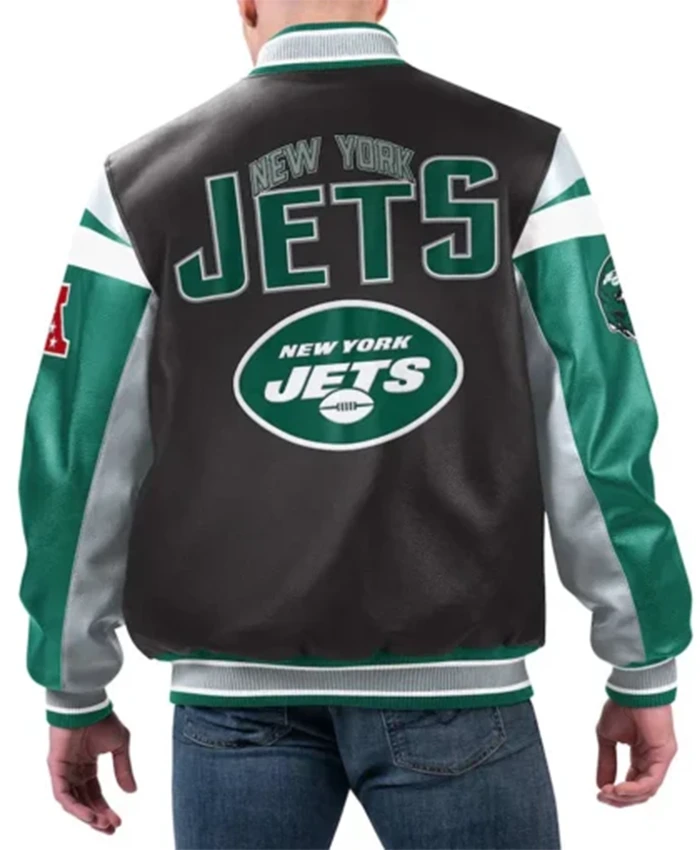 Buy Now New York Jets Full Zip Bomber Leather Jacket For Men And Women