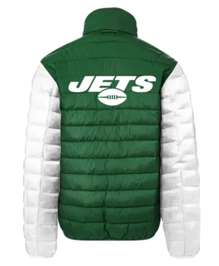 Buy Now New York Jets Full Zip Green And White Puffer Jacket For Men And Women