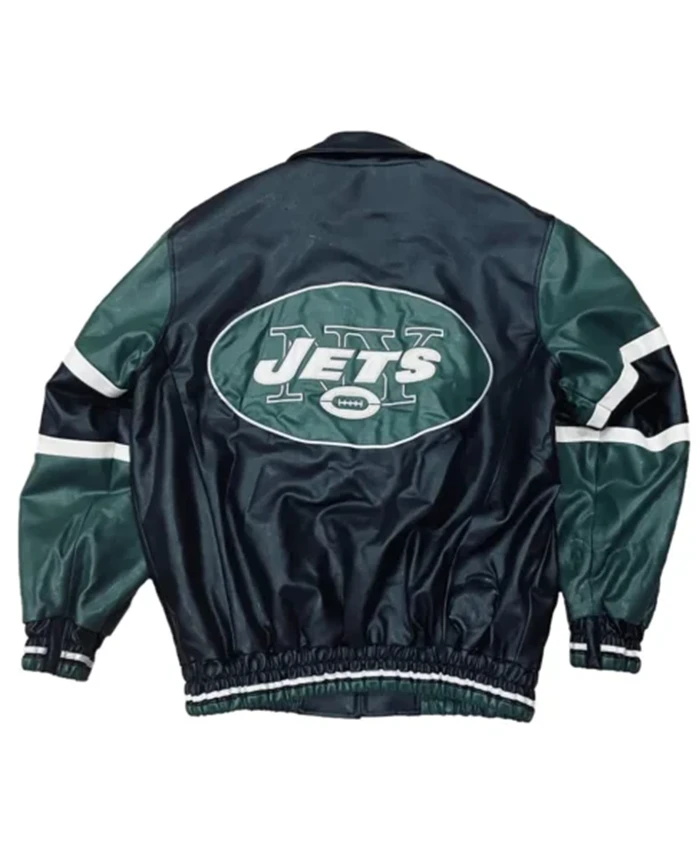 Buy Now New York Jets Green And Black Leather Jacket For Men And Women