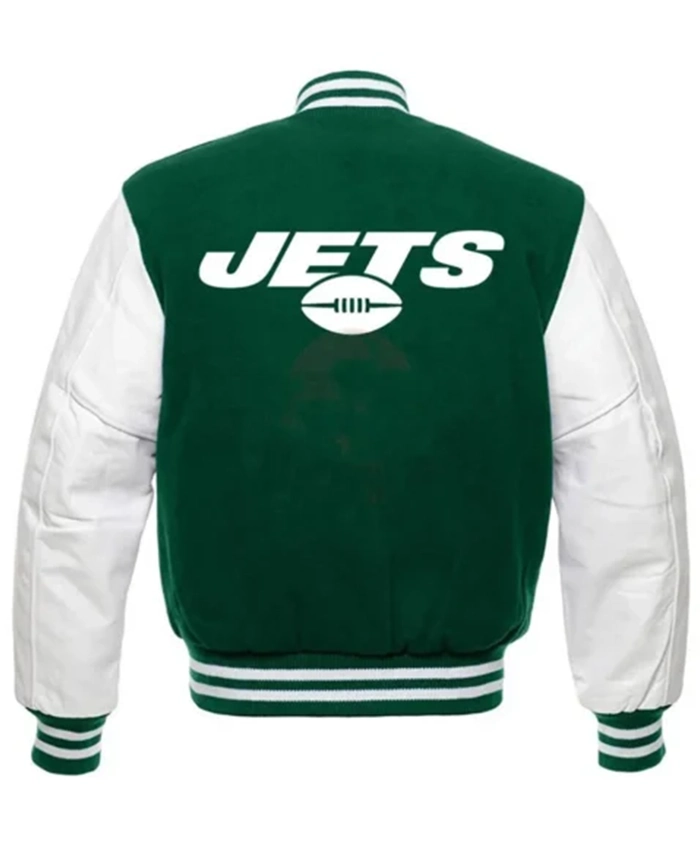 Buy Now New York Jets Green And White Letterman Varsity Jacket For Unisex