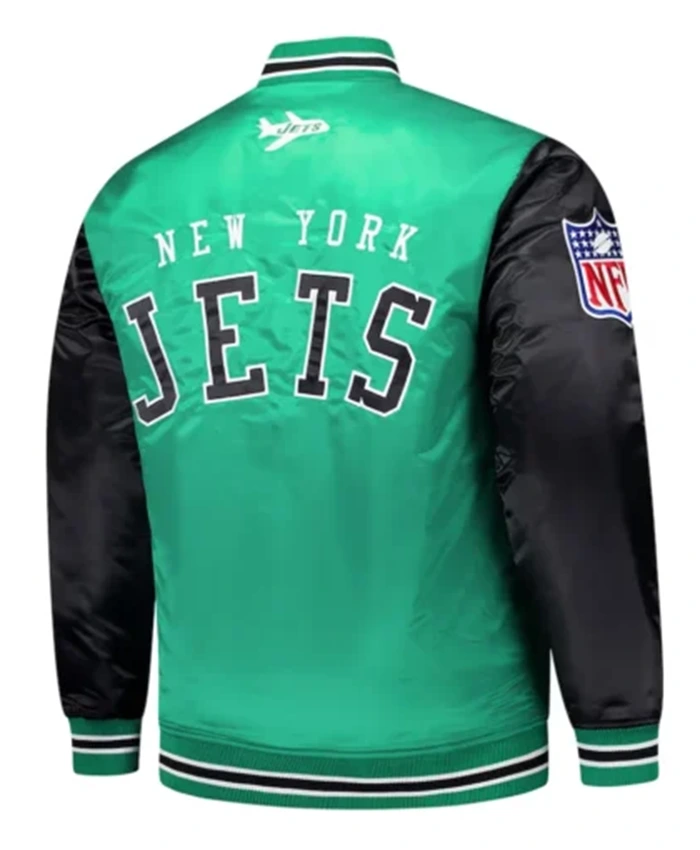 Buy Now New York Jets Kelly Green And Black Team Varsity Jacket For Unisex