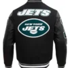 Buy Now New York Jets Mashup Rib Black Varsity Jacket For Unisex