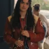 Buy Now Noah Movie My Fault London 2025 Asha Banks Brown And Beige Leather Jacket For Unisex