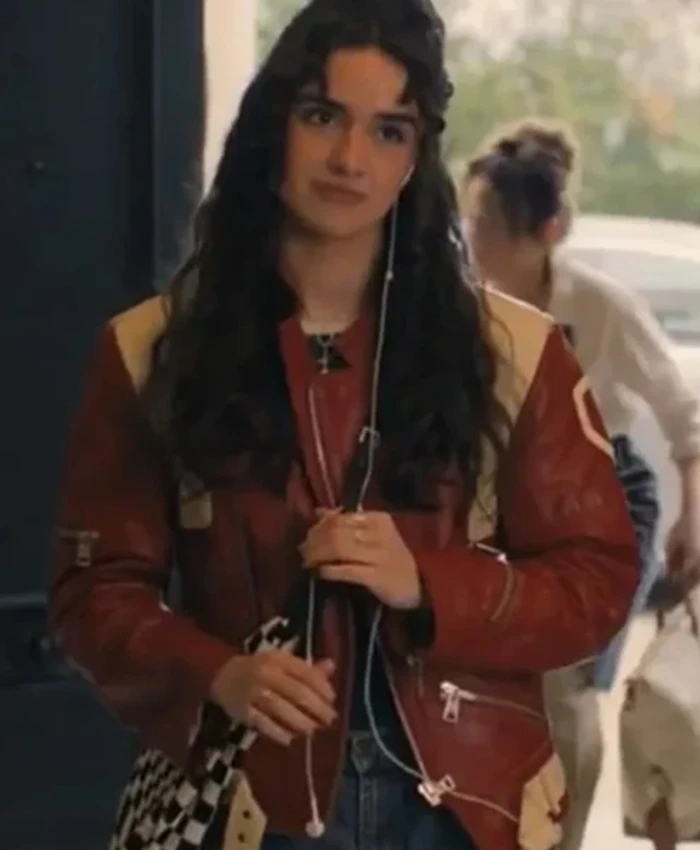Buy Now Noah Movie My Fault London 2025 Asha Banks Brown And Beige Leather Jacket For Unisex