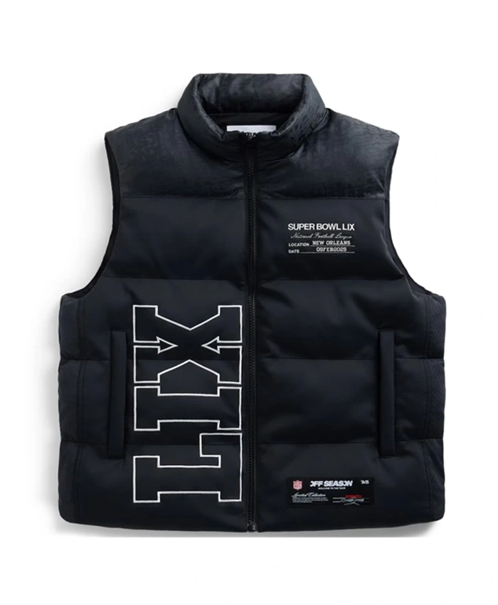 Buy Now OFF Season Super Bowl LIX Black Puffer Vest For Men And Women