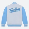 Buy Now OVO X Drake North Carolina Sky Blue And Grey Letterman Varsity Jacket For Unisex