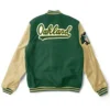Buy Now Oakland Athletics Green And Beige Letterman Varsity Jacket For Men And Women
