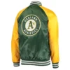 Buy Now Oakland Athletics Lead Off Green And Yellow Varsity Jacket For Men And Women