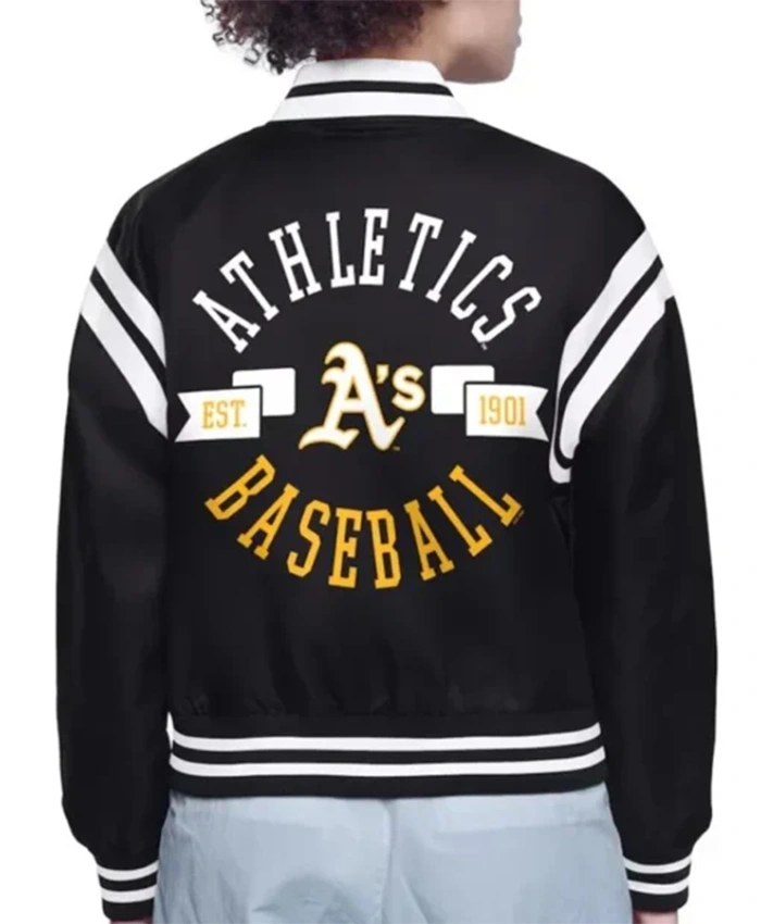 Buy Now Oakland Athletics Printed Logo Black Varsity Jacket For Men And Women