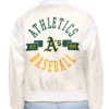 Buy Now Oakland Athletics Printed Logo Cream Varsity Jacket For Men And Women