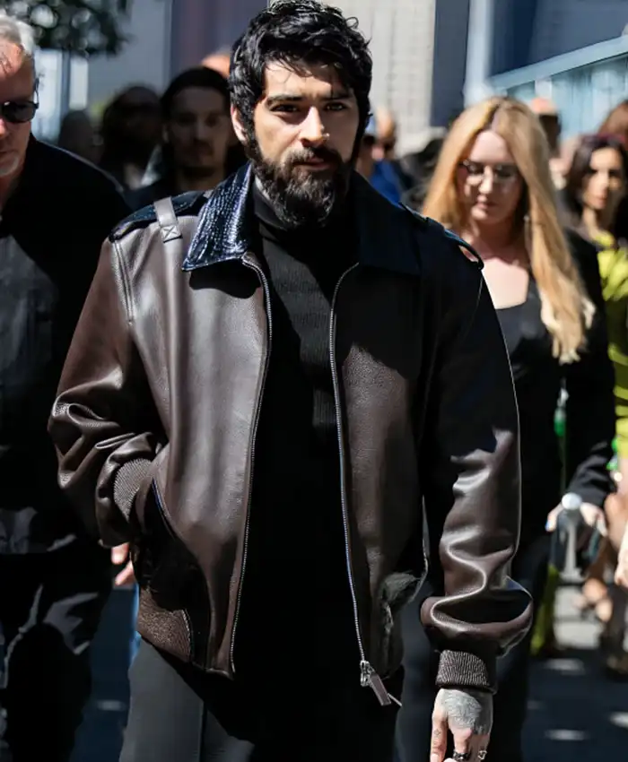 Buy Now Off White Show Zayn Malik Brown Leather Jacket For Sale
