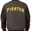 Buy Now Pittsburgh Pirates Charcoal And Black Letterman Varsity Jacket For Unisex