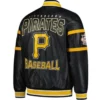 Buy Now Pittsburgh Pirates Striped Black Leather Bomber Jacket For Men And Women