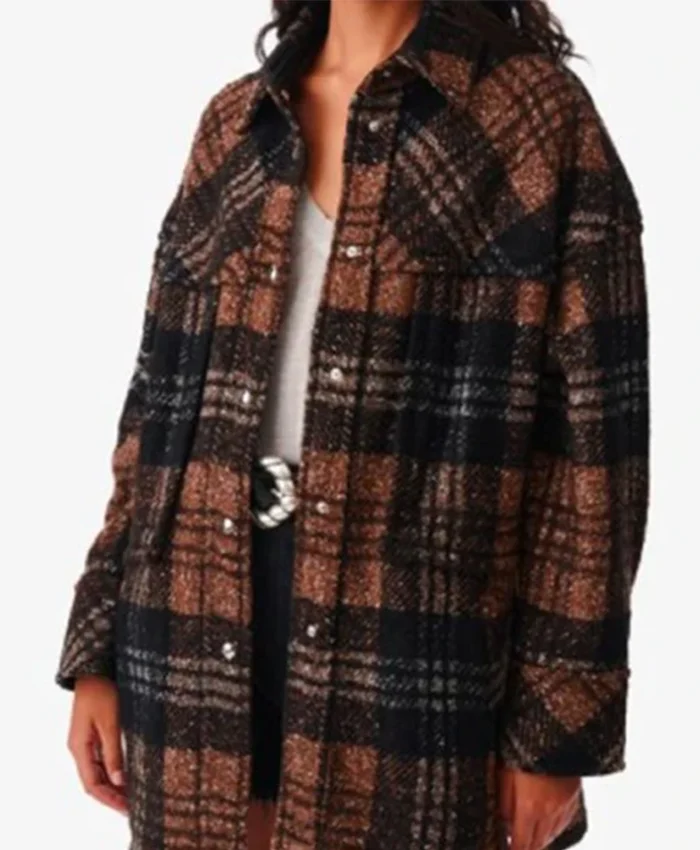 Buy Now Quinn OGrady TV Series Ransom Canyon 2025 Minka Kelly Brown Plaid Shacket For Unisex