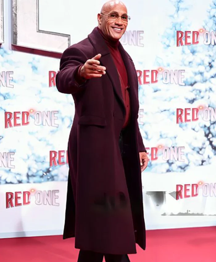 Buy Now Red One World Premiere Dwayne Johnson Maroon Wool Coat For Unisex