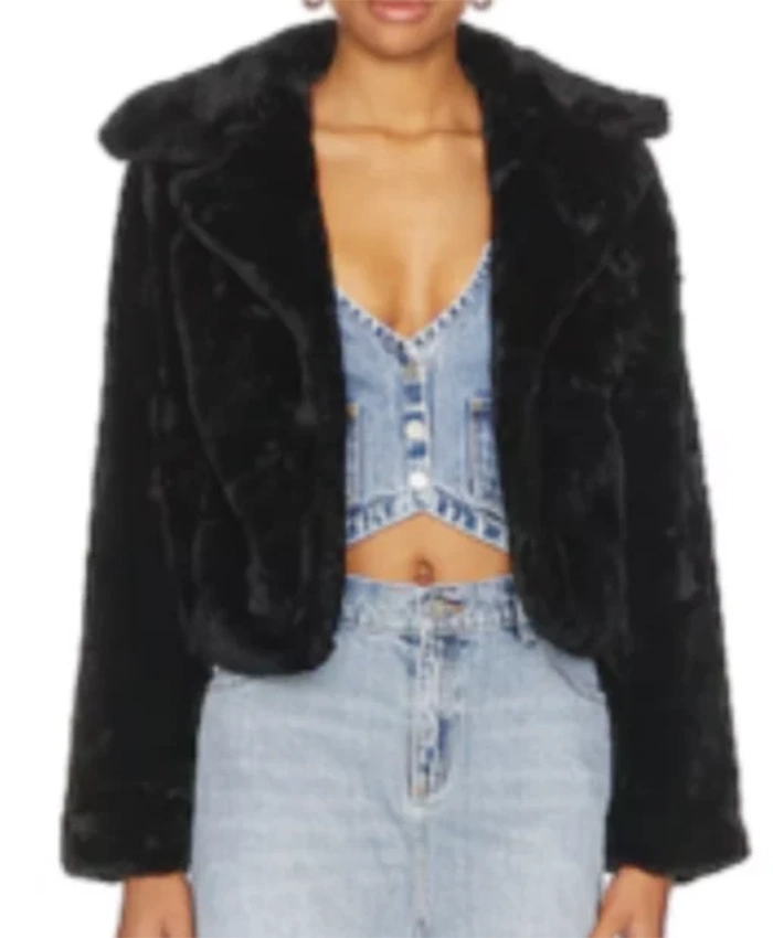 Buy Now Reylynn Caster TV Series The Young And The Restless 2025 Faith Newman Black Fur Jacket For Unisex