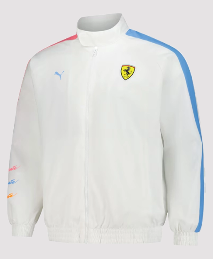 Buy Now Scuderia Ferrari Puma 2025 Miami Grand Prix Limited Edition T7 Full Zip White Track Jacket For Unisex