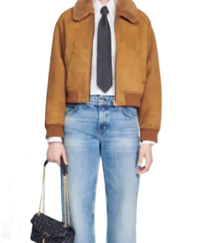 Buy Now Shantel VanSanten TV Series FBI Most Wanted Season 06 Nina Chase Brown Shearling Bomber Jacket For Unisex