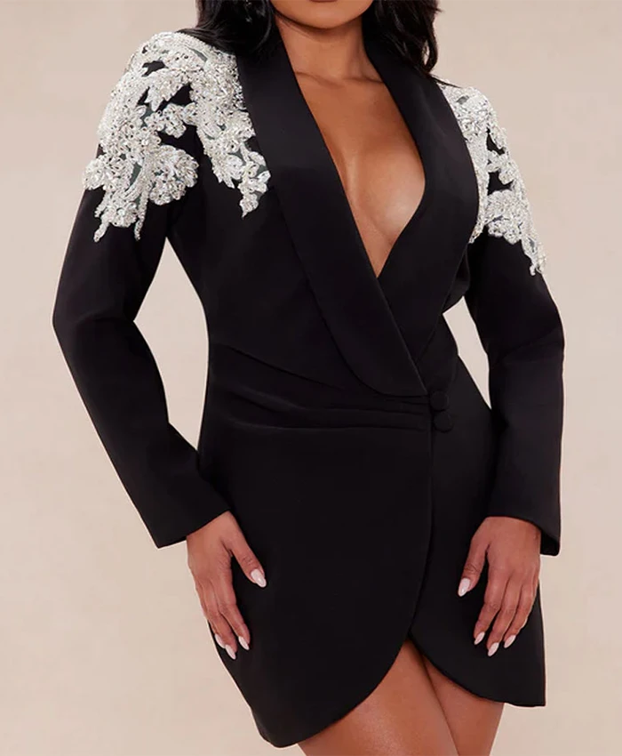 AEW Dynamite Shayna Wayne Black Embellished Blazer - Image 2