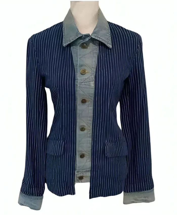 Buy Now Shrinking Season 02 Christa Miller Blue Pinstripe Striped Jacket For Unisex