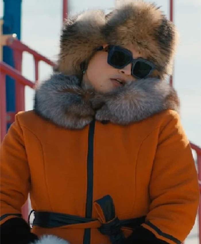 Anna Lambe North Of North Fur Orange Coat - Image 2
