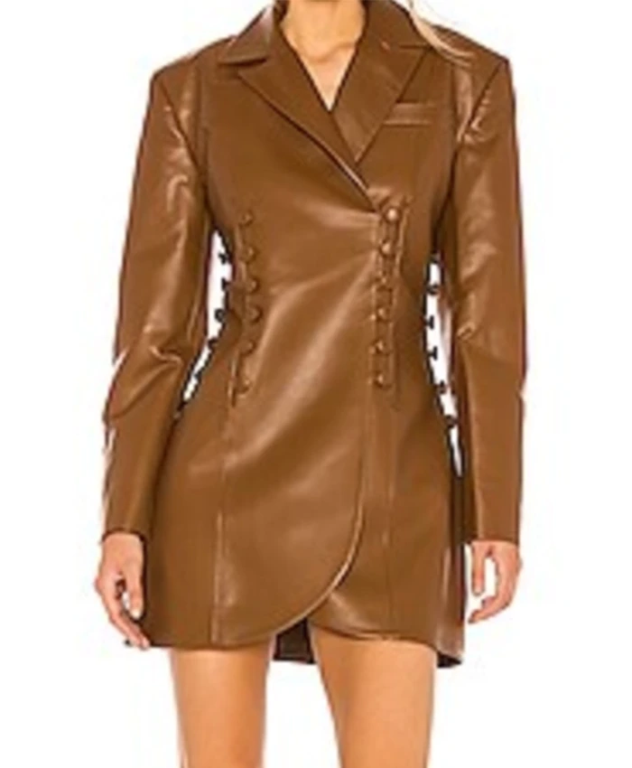 Buy Now Sonja Sohn TV Series Will Trent Season 03 Amanda Brown Leather Blazer For Unisex