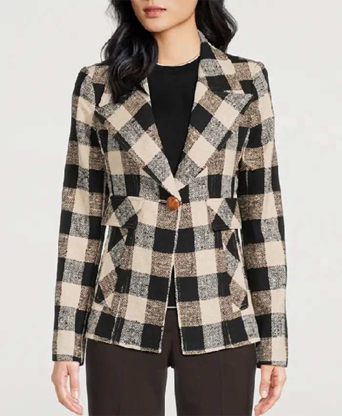 Buy Now Sonja Sohn Will Trent Season 03 Amanda White And Black Plaid Blazer For Unisex