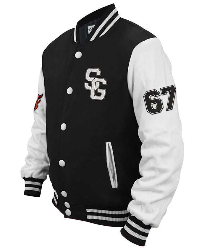 Buy Now Stegaro Black And White Letterman Varsity Jacket For Unisex