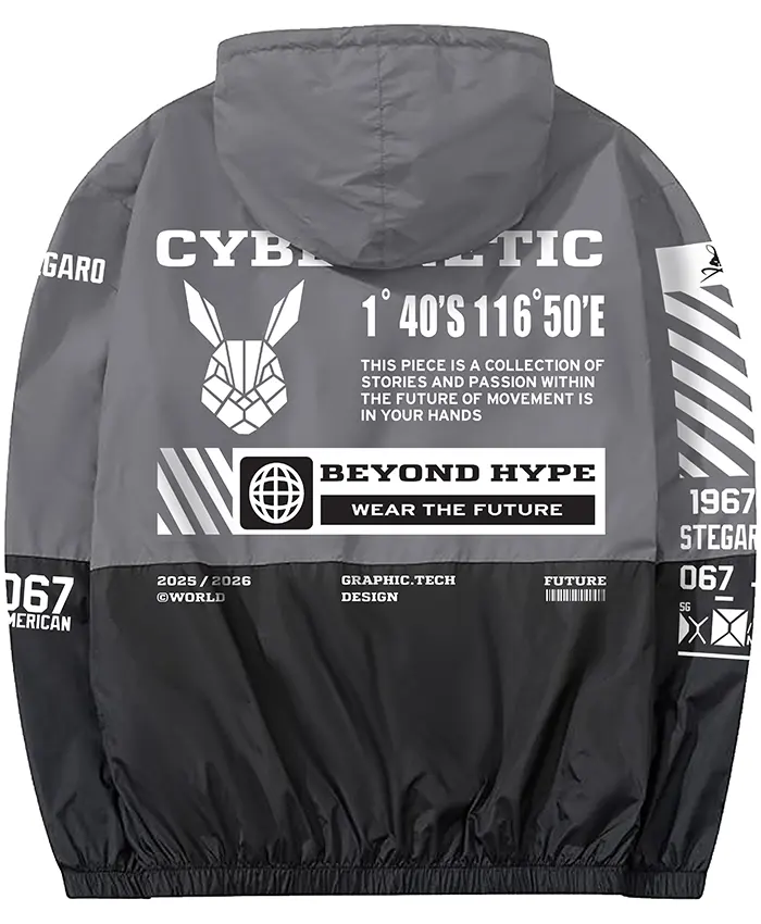 Buy Now Stegaro Cybernatic Grey And Black Hooded Jacket For Men And Women