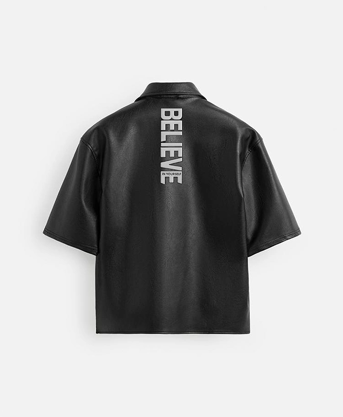 Buy Now Stegaro Oversized Black Leather Shirt For Men And Women